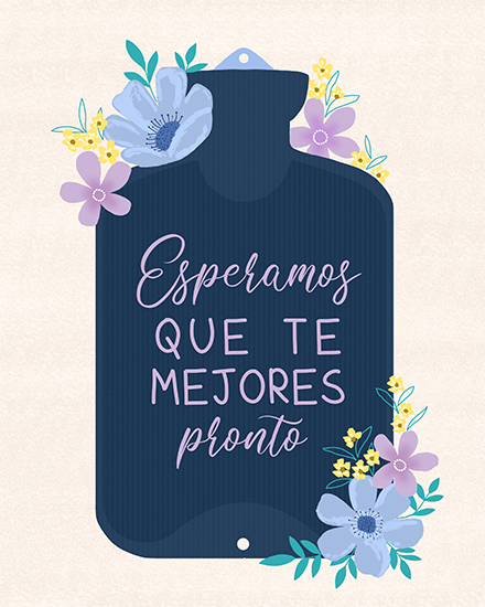get well soon card hot water bottle spanish flowers illness
