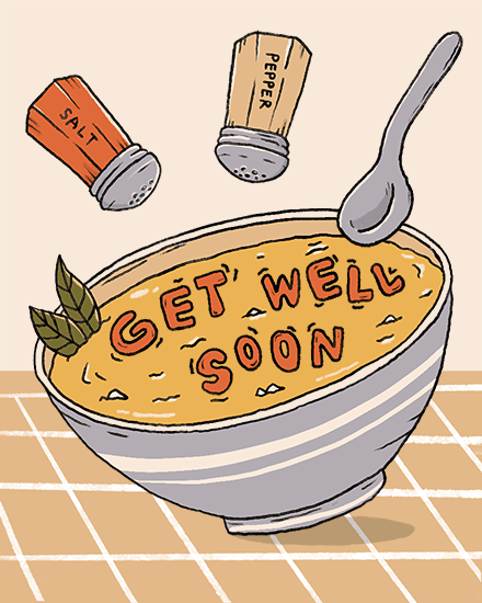 get well soon card soup illness