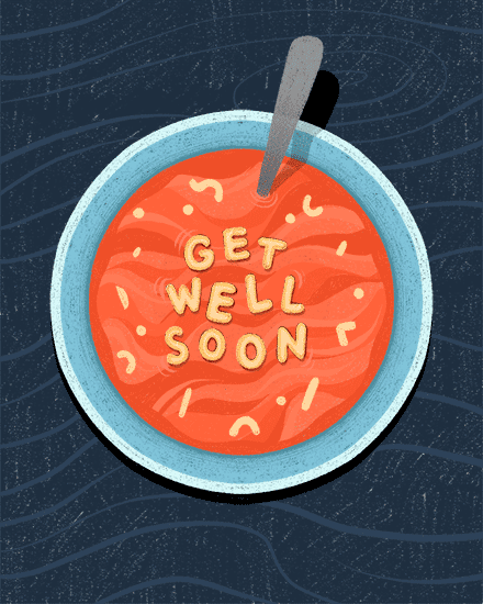 soup letters get well soon card  illness