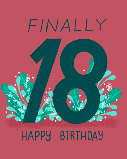 birthday card 18 plants 18th 18s
