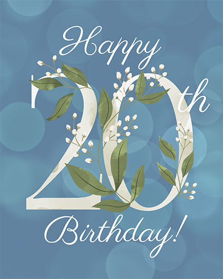 birthday 20 floral lettering