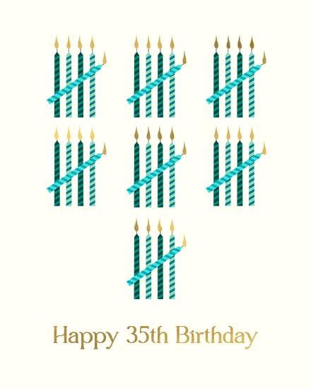 birthday 35 candle count gold
