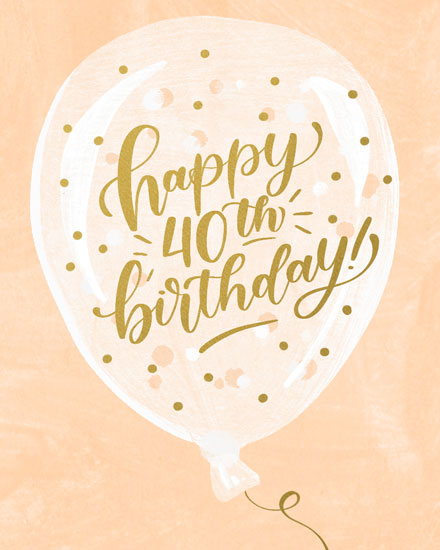 birthday card happy 40th birthday on balloon 40s 40
