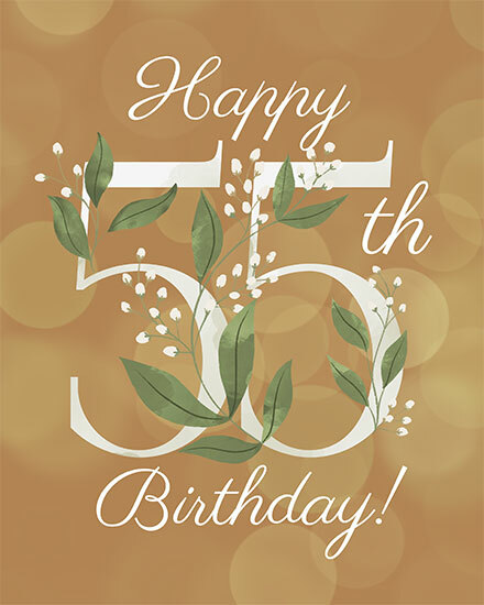 birthday 55 floral lettering 55th plants leaves