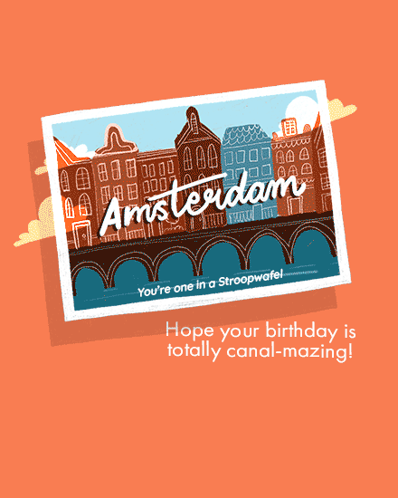 birthday amsterdam postcard cloud pun architecture