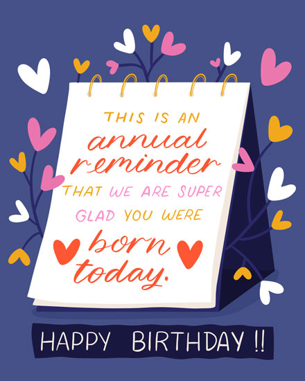 birthday card annual reminder corporate professional
