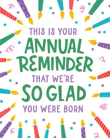 birthday card annual reminder candles