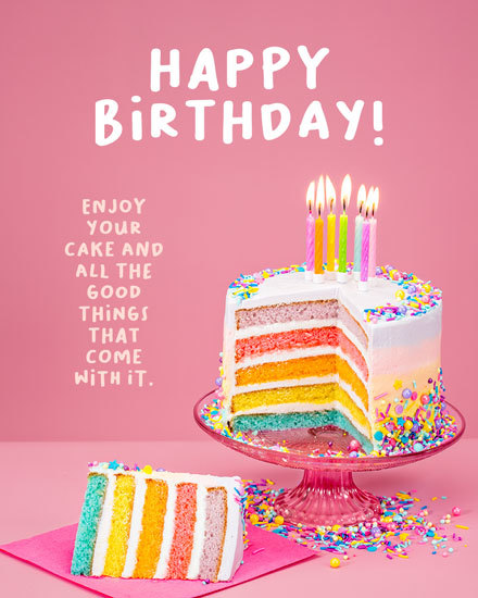 birthday card as sweet cake rainbow candle sprinkles picture corporate professional