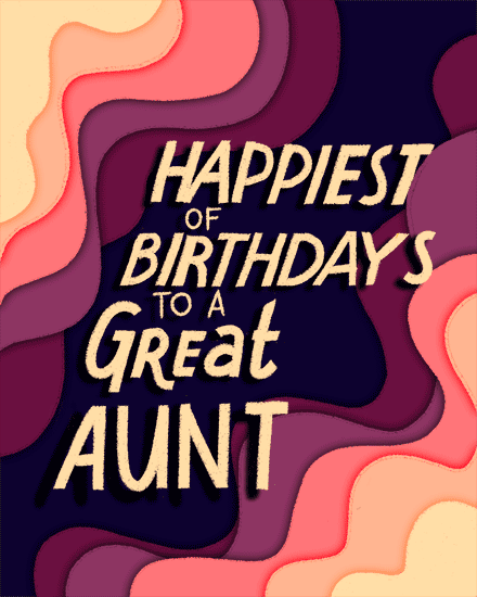 happy birthday card aunt colorful swirls girly