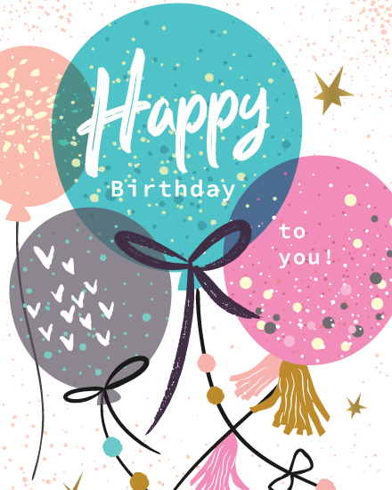birthday balloons happy birthday card star heart tassel