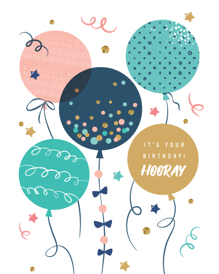 birthday balloons hooray star confetti pattern