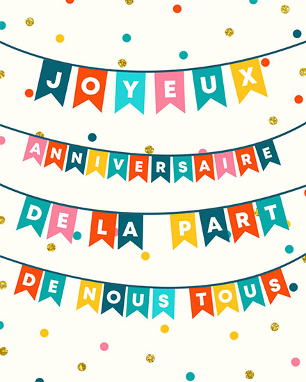 birthday card bunting in french corporate professional