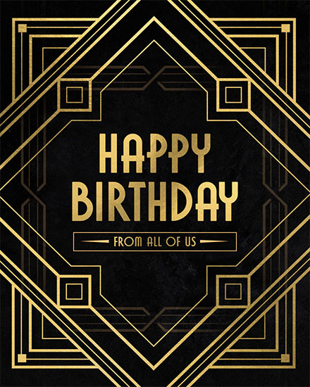 birthday card happy birthday black and gold great gatsby corporate professional