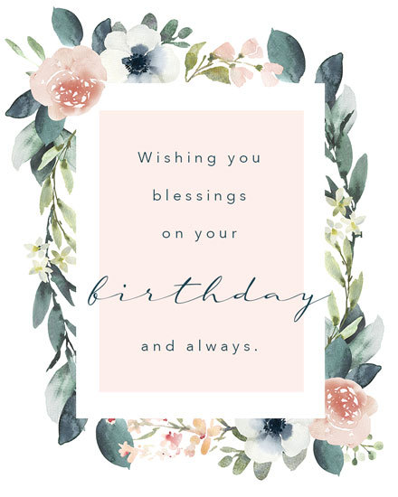 birthday card blessings on your flower floral
