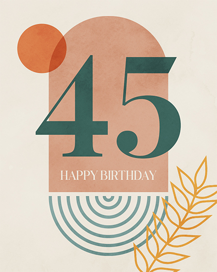 birthday boho 45 45th 45s plants leaves sun