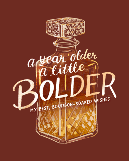 birthday bourbon glass bottle gold shimmer alcohol liquor booze gold