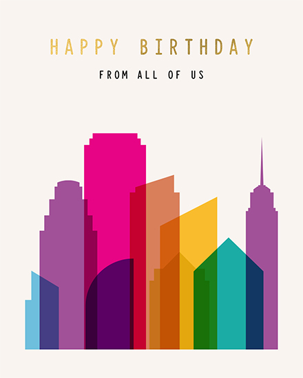 birthday building greetings skyscraper geometric gold