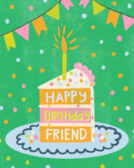 birthday cake friend candle slice bunting buddy confetti