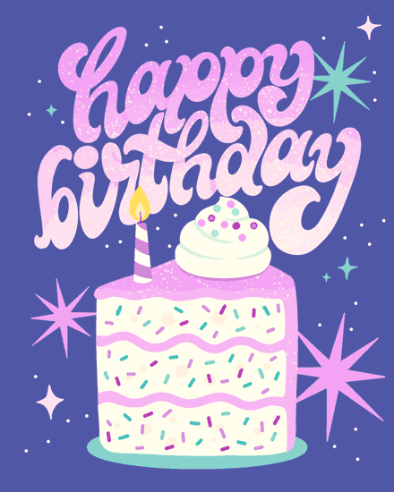 birthday cake slice sparkle candle sprinkle