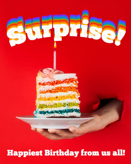 birthday card cake surprise hand rainbow picture corporate professional