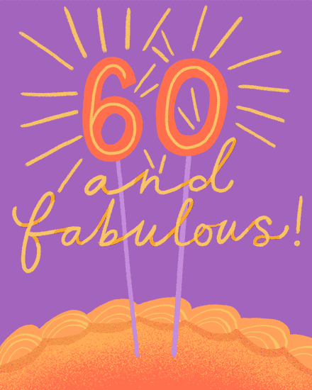 candle 60 cake birthday card sparkle sixty