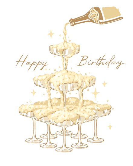 birthday champagne celebration tower bubbles