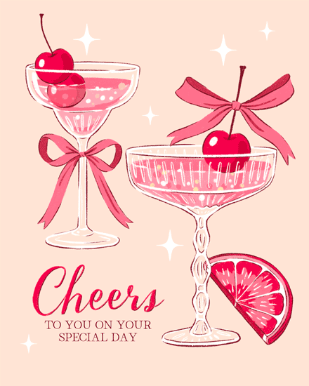 birthday cherry cocktail sparkles