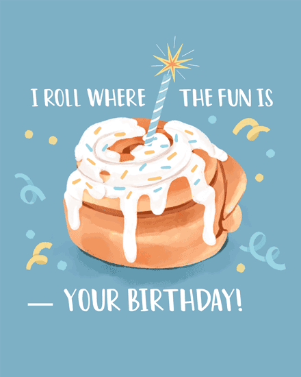 birthday cinnamon roll pun confetti candle