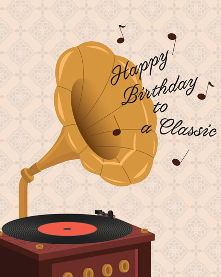 happy birthday card happy birthday to a classic record player