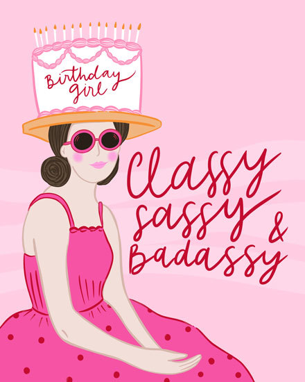 birthday card classy sassy, cake, fashion, woman girly