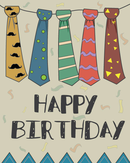 happy birthday card colorful neckties