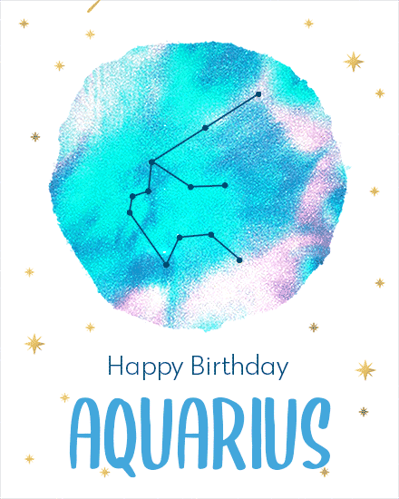 birthday card constellation aquarius january february astronomy astrology