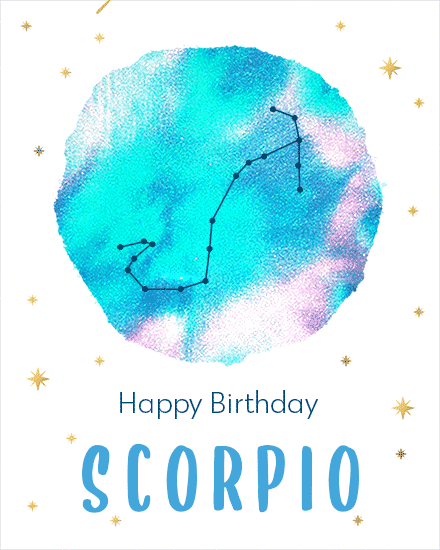 birthday card happy birthday scorpio constellation october november astronomy astrology