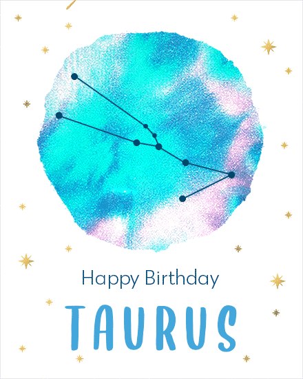 happy birthday card constellation background taurus april may astronomy astrology