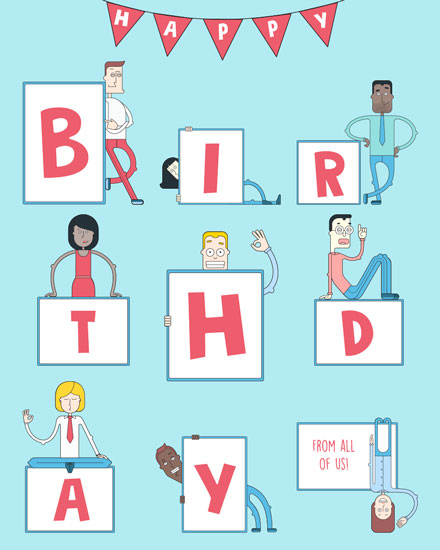happy birthday card coworkers with whiteboards poc