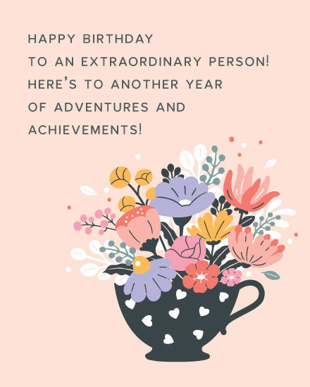 birthday card cup of flowers heart plants corporate professional