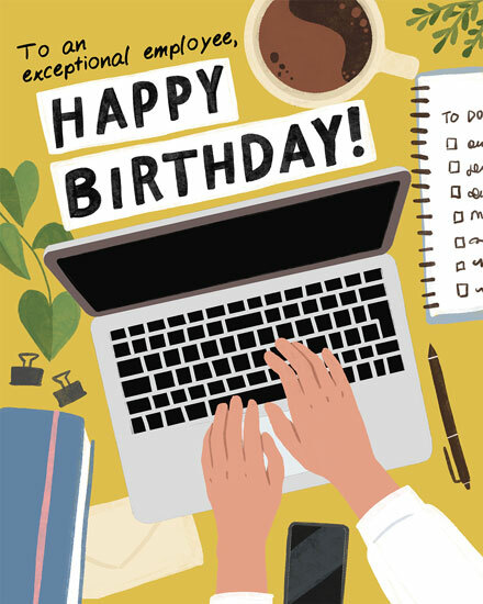 birthday exceptional employee laptop notebook phone coffee list
