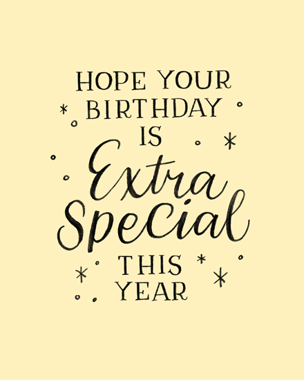 birthday extra special simple lettering