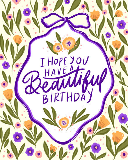 birthday floral frame bow