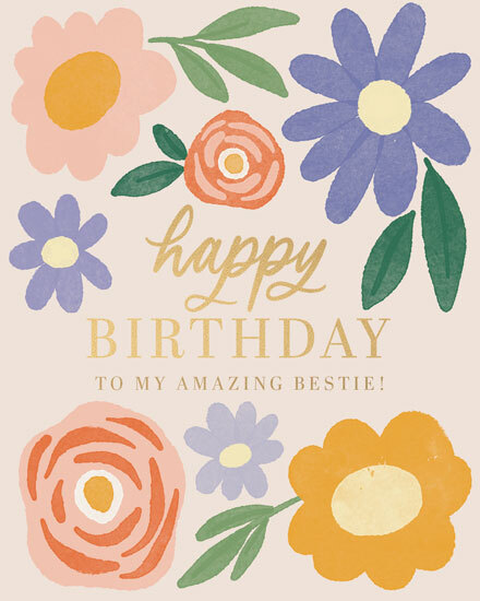 birthday flowers lettering gold gg