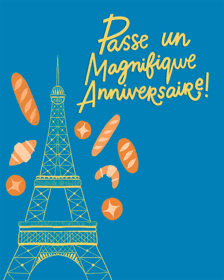 birthday card french bread man eiffel tower paris