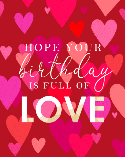 birthday full love hearts beating shape