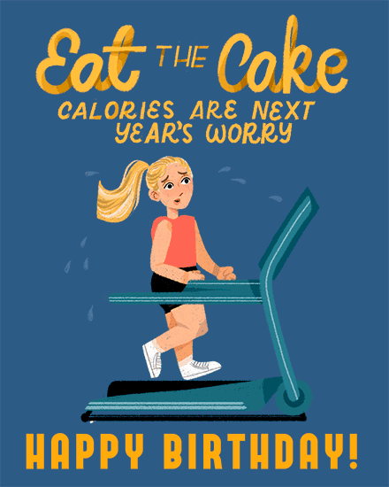 birthday girl running gg treadmill sweat