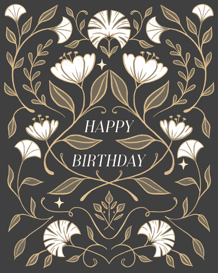birthday gold floral pattern sparkle