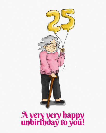 birthday card a very happy unbirthday to you girly