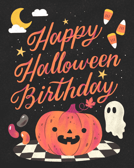 birthday halloween pumpkin ghost beans moon