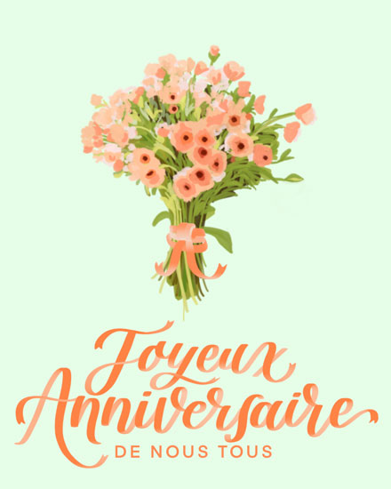 birthday card joyeux anniversaire flower bouquet corporate professional girly