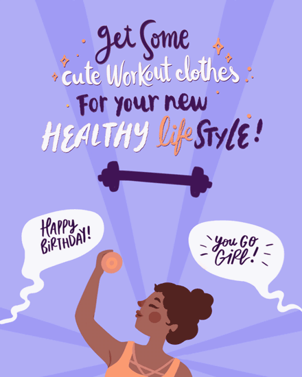 birthday card healthy lifestyle gym muscle girly workout work out working out poc