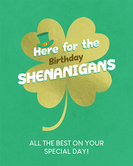 birthday card here for the shenanigans st patricks day corporate professional irish
