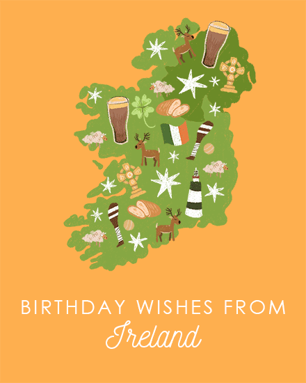 ireland birthday card beer star bread clover europe country traveling travelling